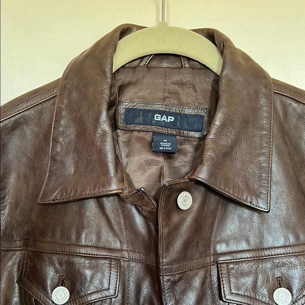 GAP Dark Brown Leather Jacket - Picture 2 of 3